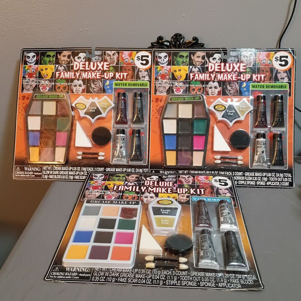 Vintage Deluxe Family Halloween Makeup Kit Sealed X3 Nostalgia Theater Prop
